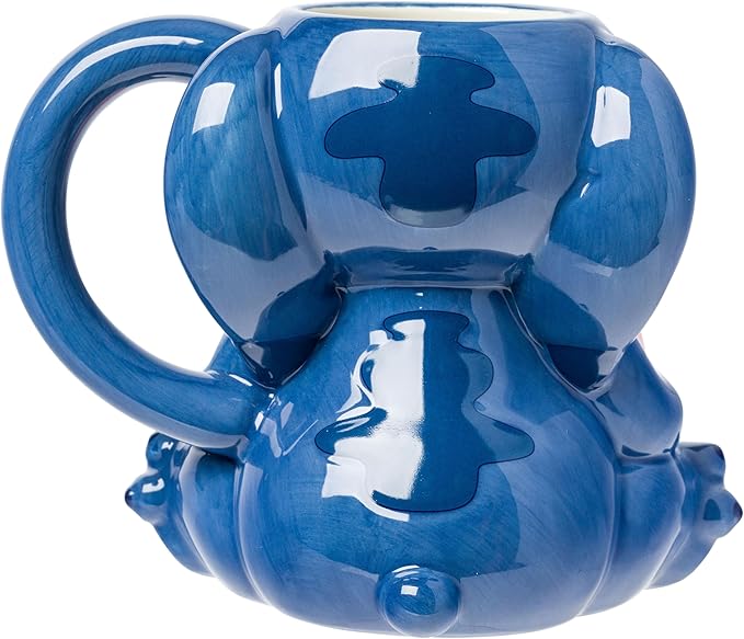 Silver Buffalo Lilo and Stitch Ohana Full Body Ceramic 3D Sculpted Mug Featuring Stitch, 20 Ounces