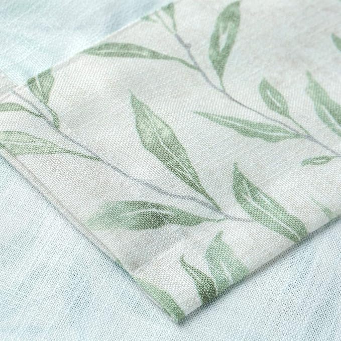 VOGOL Valances for Living Room, Green Leaf Print Small Window Valances for Kitchen Farmhouse Top Pocket 12 Inches Long, One Panel, 52x12