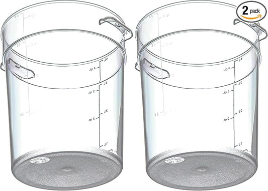 Carlisle FoodService Products Storplus Round Food Storage Container with Stackable Design for Catering, Buffets, Restaurants, Polycarbonate (Pc), 4 Quart, Clear (Pack of 2)