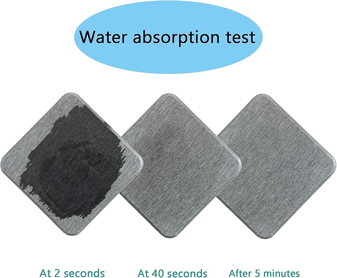 NiuYichee 4PCS Water Absorbent Stone Coasters, Quick-Drying Diatomite Soap Dish, Stone Soap Trays for Kitchen & Bathroom Sink, 3.15 x 3.15in, Grey