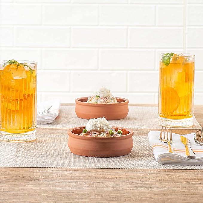 Restaurantware-Terra Tek 8.5 Ounce Terracotta Cazuelas, 2 Brown Glazed Clay Pots For Cooking - Oven-Ready, Microwavable, Terracotta Serving Pots, Dishwashable, For Cooking And Serving