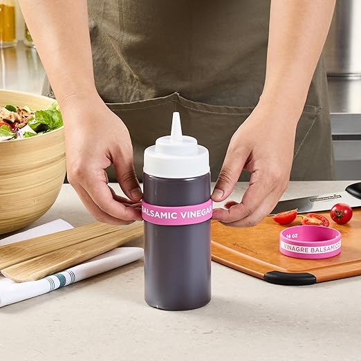 Restaurantware Silicone Squeeze Bottle Band 10 Count 2.75 Inch Dishwasher Safe Condiment Identification Band, Balsamic Vinegar Purple Non-Slip Band for Condiment Labeling at Restaurants, Food Trucks
