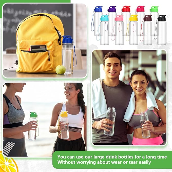 Mifoci 72 Pieces Water Bottle Bulk 17 oz Plastic Water Bottles Bulk Gym Sports Adults Reusable Large Bottles with Leak Proof Flip Top for Party Outdoor (Clear,Multicolor)