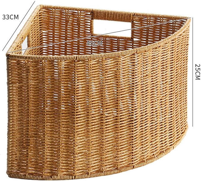 Corner Storage Basket Triangle Storage Box Lightweight with Handle Space Saving Accessory Organizer for Bathroom Magazines , L