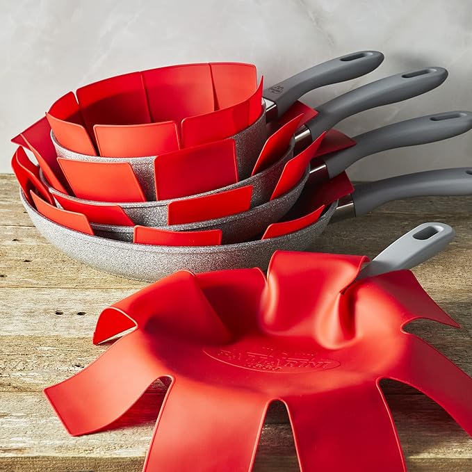 BALLARINI Accessories 5-pc 15.7-inch Silicone Cookware Protecters, Made in Italy, Red