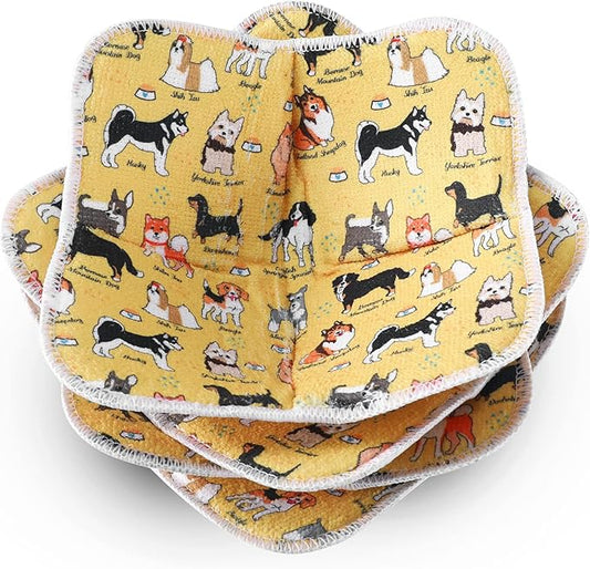 Cunhill Microwave Bowl Holders 4 Pcs Bowl Potholders Hot Holder Multipurpose Hot Heat Proof Plate Holder Pot Holders for Kitchen Supplies(Dog Style, Yellow)