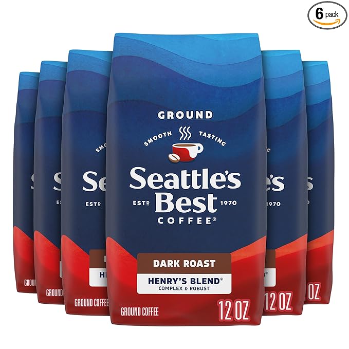 Seattle’s Best Coffee, Dark Roast Ground Coffee, Henry's Blend, 100% Arabica, 6 Bags (12 oz Each)