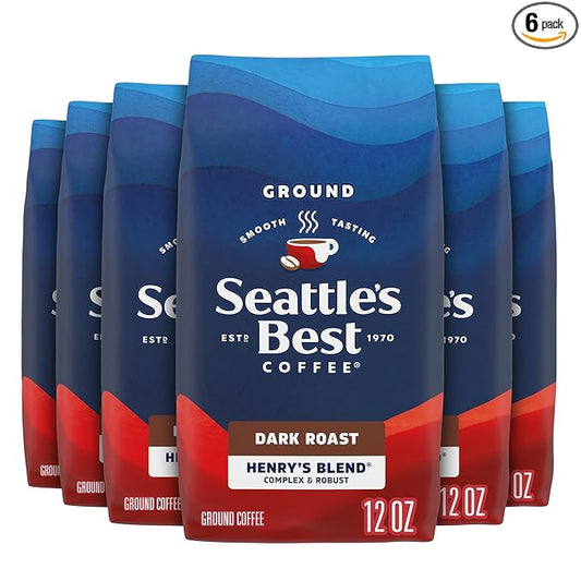 Seattle’s Best Coffee, Dark Roast Ground Coffee, Henry's Blend, 100% Arabica, 6 Bags (12 oz Each)