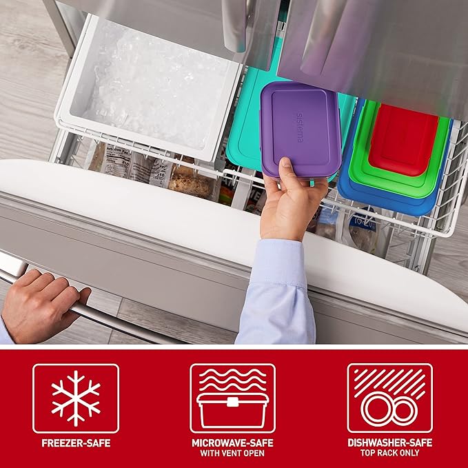 Sistema Nest It Meal Prep Food Storage Containers with Lids, 8-Pack of Assorted Sizes, Airtight & Leak-Resistant, Dishwasher, Microwave, & Freezer-Safe, BPA-Free