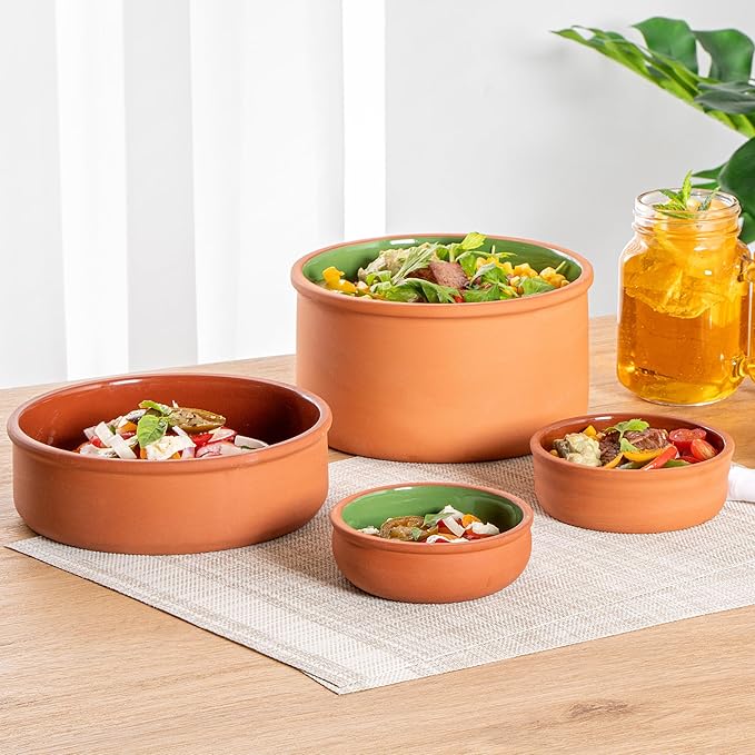 Restaurantware Terracotta Cazuela Bowls 2 Pack of 7 oz Durable Rustic Serving Dish Glazed Oven-Safe Bowl Freezer-Safe Tapas Dish Microwave-Safe Dishwasher-Safe