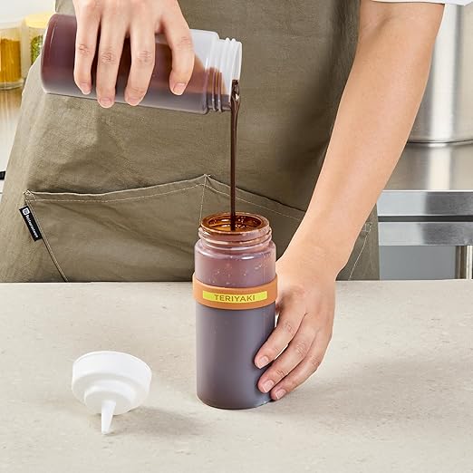 Restaurantware Silicone Squeeze Bottle Band 10 Count 2.75 Inch Dishwasher Safe Condiment Identification Band, Teriyaki Brown Non-Slip Label Band for Condiment Labeling at Restaurants, Food Trucks