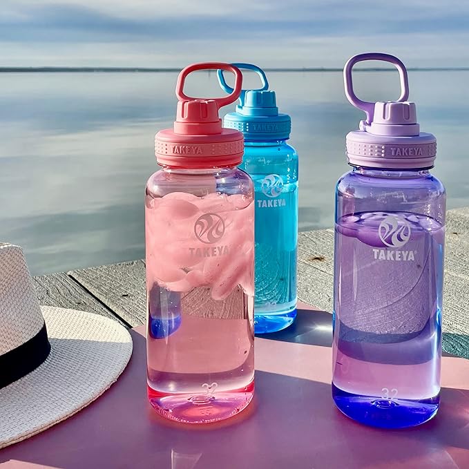 Takeya Tritan Sport Water Bottle with Spout Lid - BPA-Free & Dishwasher-Safe Water Bottle - Reusable Bottle with Lid Handle - Simple Leak-Proof Water Bottle - 24 oz, Stormy Black