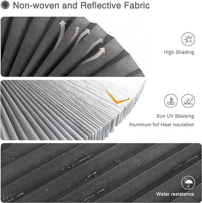 MALOKI Pleated Window Blinds,Temporary Blackout Shades Cordless No Drill Paper Shades for Window Door Stick on No Screw Room Darkening Blinds for Bedroom Bathroom Kitchen