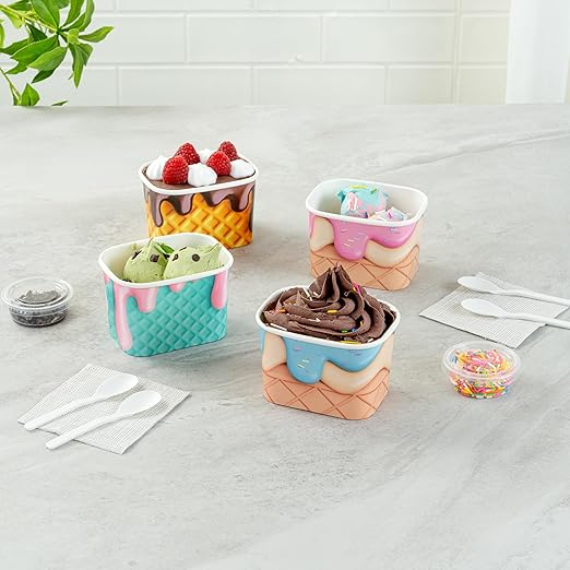 Coppetta 12 Ounce Dessert Cups, 50 Greaseproof Ice Cream Cups - Lids Sold Separately, For Hot And Cold Foods, Frosty Delight Paper Yogurt Bowls, Disposable, Sturdy - Restaurantware