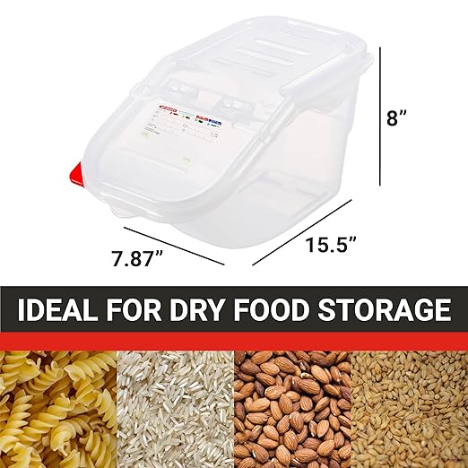 Araven Ingredient Bin, Storage Container for Large Quantity Ingredients, Use in Commercial or Home Kitchen, 1.8 Gallons, 6 Count, White