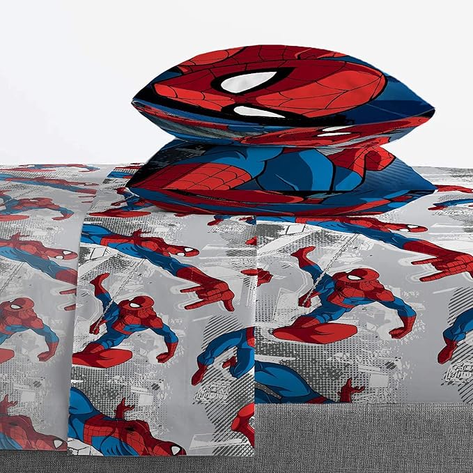 Jay Franco Marvel Spiderman Burst Throw 5-Piece Bundle-Includes Throw, Sheet Set