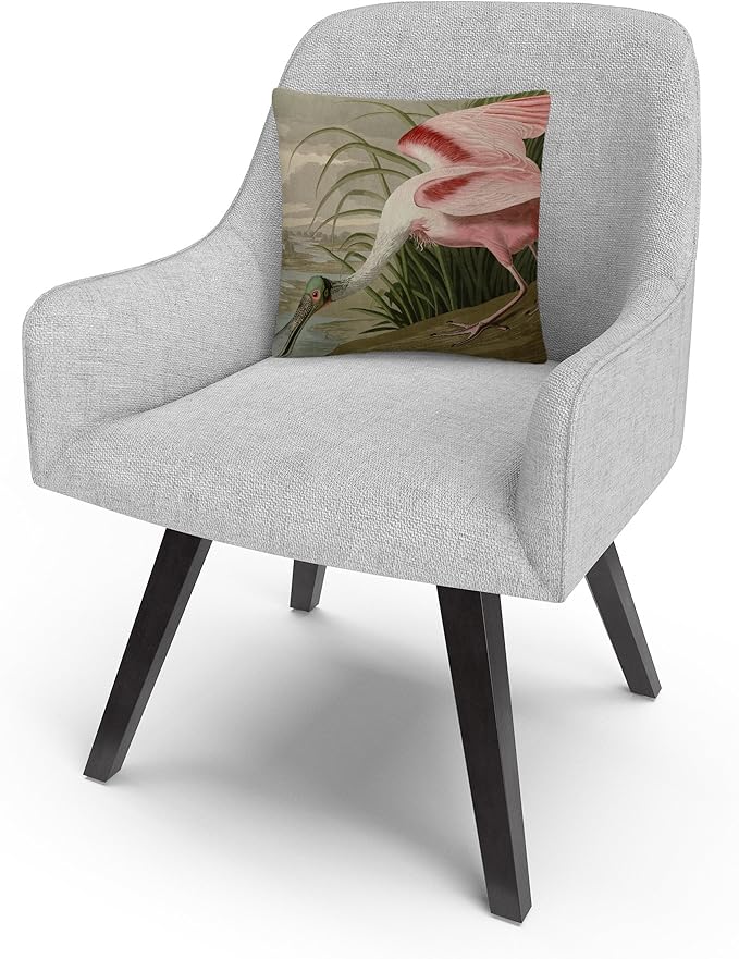 John James Audubon 'Roseate Spoonbill' 16" X 16" Decorative Throw Pillow