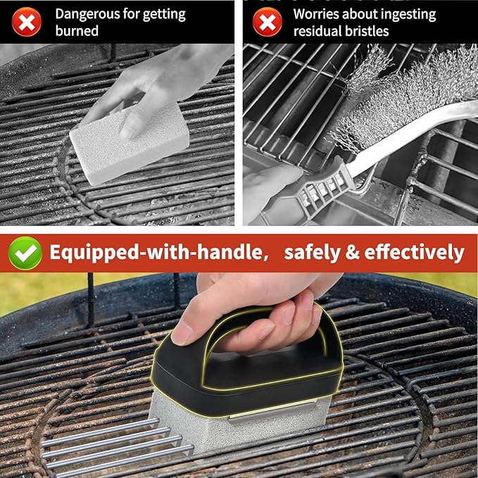 Griddle Cleaning Stone Brick, 5-Pack with Ergonomic Handle, Natural Pumice Block for Blackstone, Flat Top Griddles, Cast Iron, Ovens & BBQ Surfaces
