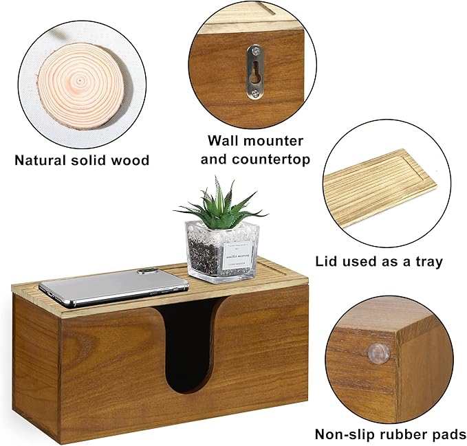 Solid Wood Paper Towel Dispenser Wall Mounted, Folded Paper Towel Holder with Lid, Commercial C-Fold, Z-Fold, Trifold Hand Paper Towel Holder Dispenser for Bathroom Kitchen Office