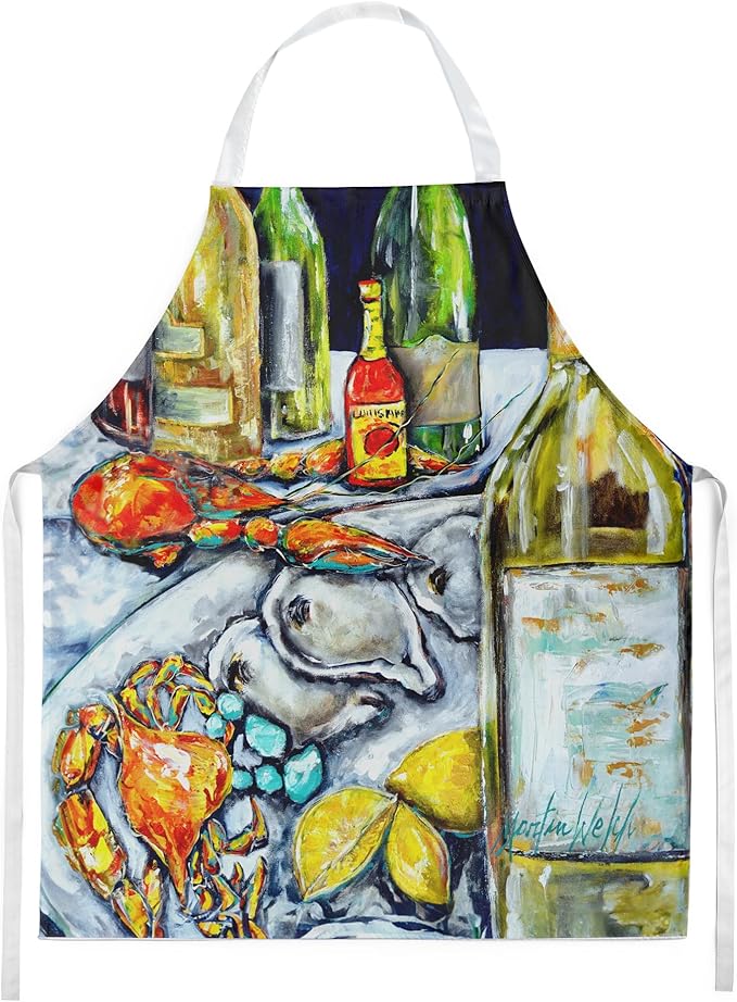 Caroline's Treasures Sit A Spell Seafood Dinner Apron Cooking Kitchen Server Baking Crafts Gardening for Adult Women Men, Unisex, Large, Multicolor