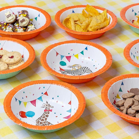 Talking Tables 8 x Safari Party Paper Bowls | Eco-Friendly Disposable Bowls, Fun Children's Party, Birthday Party, Animal Safari, Madagascar