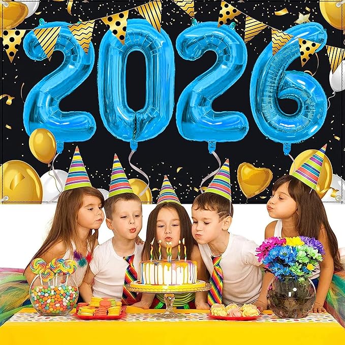 40 Inch 2026 Balloons Blue Foil Number Balloons for 2026 New Year Festival Celebration or Birthday Party Supplies Decorations,New Years Balloon 2026, New Years Eve Balloon
