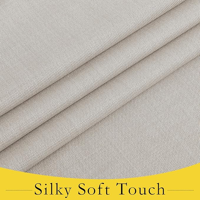 NICETOWN Small French Door Curtains with Self Adhesive Hooks, Thermal Insulated Faux Linen Blackout Door Curtains for Glass Multimedia Classroom Office (8W x 36L, 1 Panel, Angora)