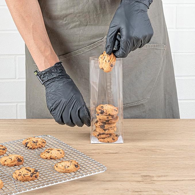 Restaurantware Flat Bottom Heat Seal Sandwich Bags Heat Sealable Food Bags - Gusset Bag with Paper Insert - Clear - 3 x 2 x 8 Inch - 100ct Box - Bag Tek