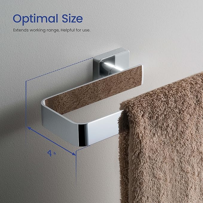 KIBI Blaze 10-Inch Bathroom Towel Bar – Solid Brass, Wall Mounted Hand Towel Holder, Sleek Modern Design, Rust-Resistant, Perfect for Bathroom, Vanity & Kitchen Sink Area (Chrome) (KBA16)