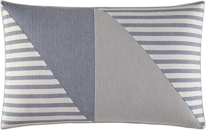Nautica - Throw Pillow, Cotton Bedding with Hidden Zipper Closure, Mediterranean Inspired Home Decor (Fairwater Blue, 14" x 20")