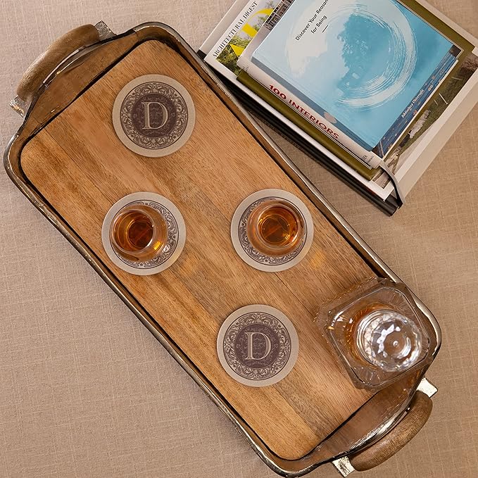 Thirstystone Monogram Letter D Absorbent Sandstone Coaster 4-Pack Made in The USA Decorative, Absorbent, Easily Wipes Clean