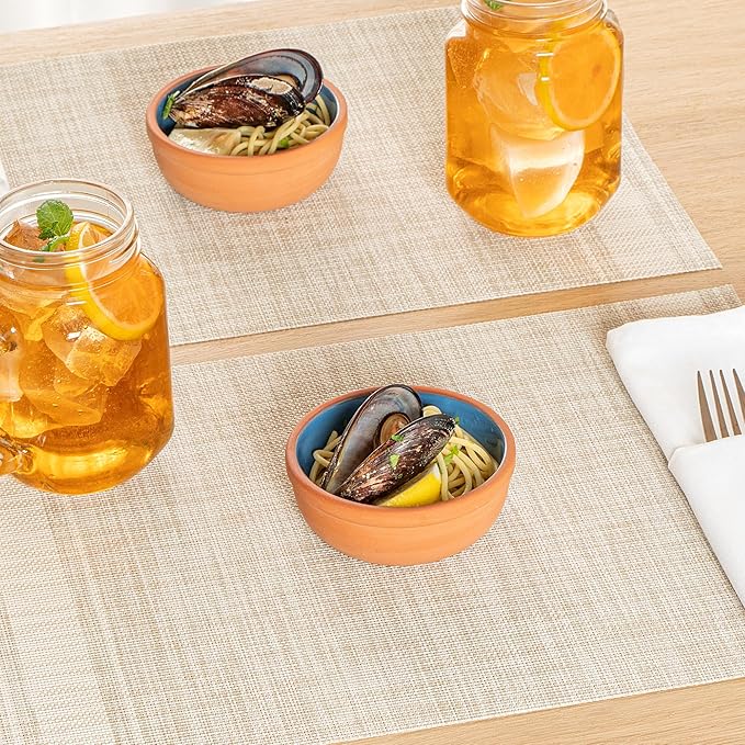 Restaurantware Terracotta Cazuela Bowls 2 Pack of 5 oz Durable Rustic Serving Dish Glazed Oven-Safe Bowl Freezer-Safe Tapas Dish Microwave-Safe Dishwasher-Safe