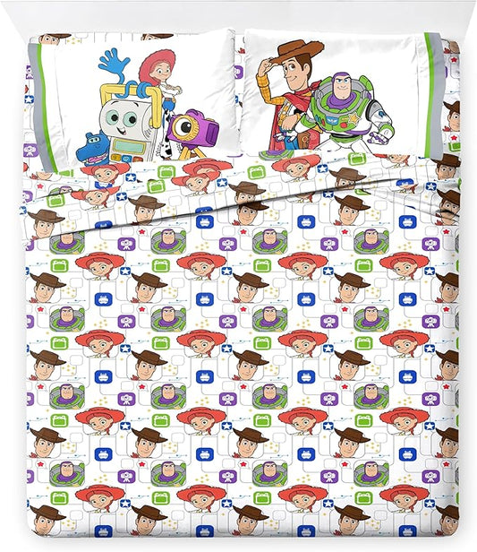Jay Franco Kids Sheet Set with Fitted, Flat Sheets & Pillow Cover - Ultra-Soft Bedding with Pillowcase for Room Decor, Multi - Toy Story, 4 Piece Full