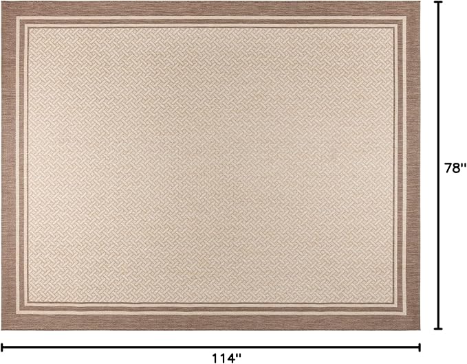 Gertmenian Indoor/Outdoor Flatweave Area Rug - 5x7 Standard, Stain & UV Resistant, Ideal For Deck, Patio, Poolside, Mudroom - Palm Ginger Leaf, Dark Grey White, 22914
