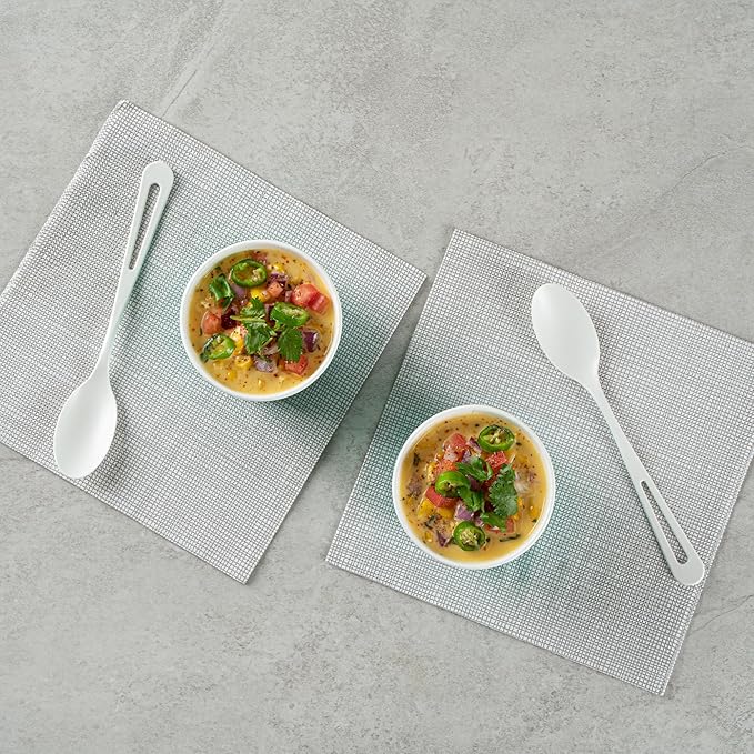 Restaurantware Coppetta 5 Ounce Dessert Cups, 50 Disposable Ice Cream Cups - Lids Sold Separately, Sturdy, Turquoise Paper FroYo Bowls, Striped, For Hot And Cold Foods, Perfect For Gelato