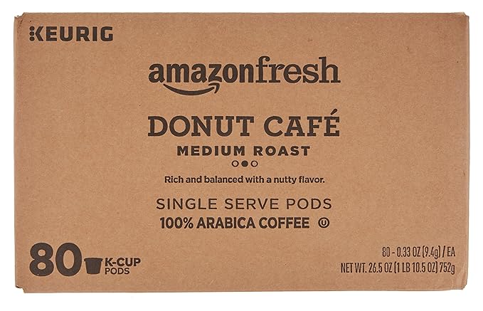 AmazonFresh Donut Cafe 80 Ct. K-Cups, Medium Roast, Keurig K-Cup Brewer Compatible