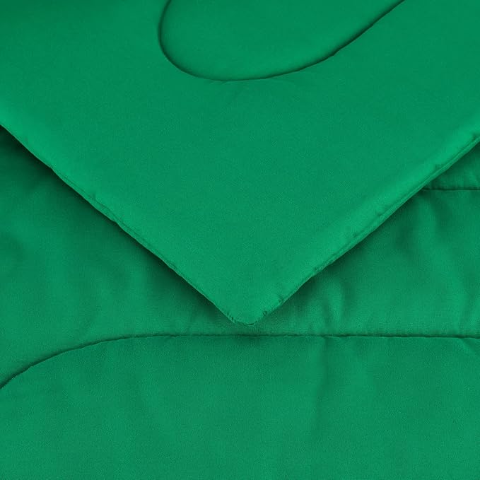 Amazon Basics 5-Piece Soft Microfiber Kid's Bed-in-a-Bag Bedding Set, Twin, Green, Solid