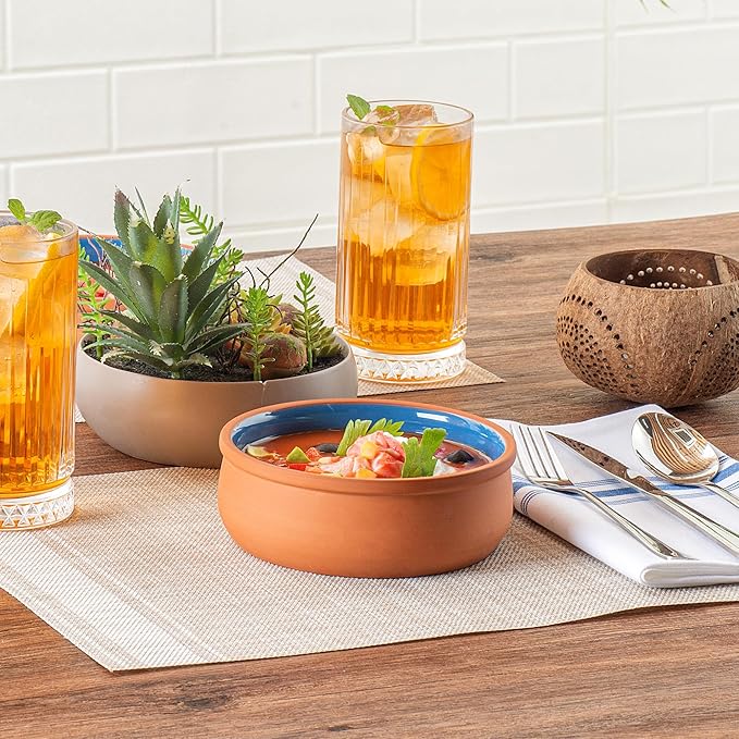 Restaurantware Terracotta Cazuela Bowls 2 Pack of 17 oz Durable Rustic Serving Dish Glazed Oven-Safe Bowl Freezer-Safe Tapas Dish Microwave-Safe Dishwasher-Safe