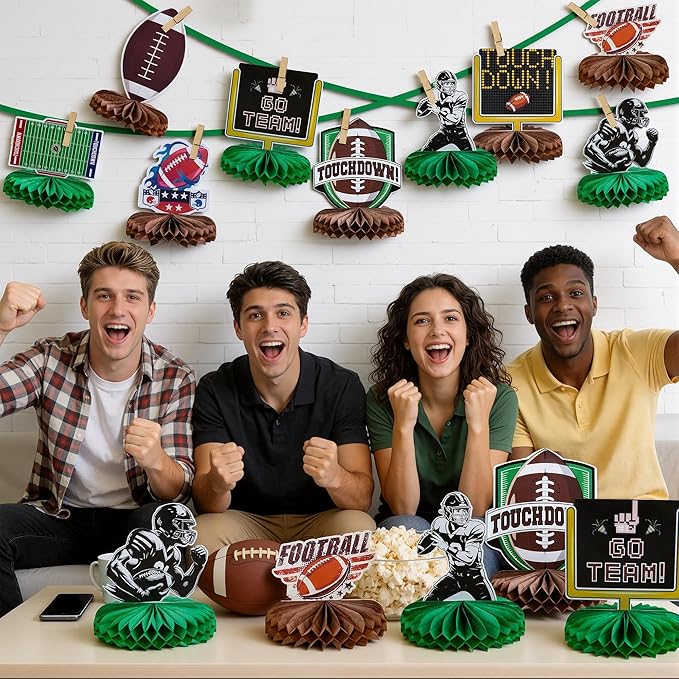 Football Party Decorations for Super Game Bowl 2026 - Game Day Honeycomb for Table Centerpiece | Football Party Decorations Favors Supplies Indoor Outdoor - Holiday Birthday Party Decor for Table Home