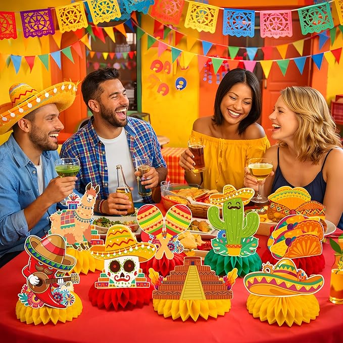 Cinco De Mayo Decorations - Cinco De Mayo Honeycomb for Table Centerpieces | Fiesta Party Decorations for Taco, Mexican Theme Birthday Accessories Party Favors Decor Supplies Indoor Outdoor