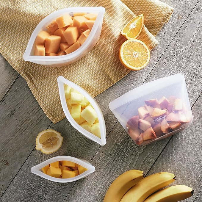 Stasher Silicone Reusable Storage Bag, 6-Cup Bowl, Reusable Freezer Bags, Microwave, Dishwasher, Oven Safe, Sous Vide, Premium Lunch Container, Eco Friendly, Food-safe Silicone Snack Bag, 48 oz, Clear | Reusable Food Bag