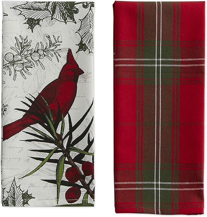 DII Christmas Kitchen Towel Set, Floral Tea Towels for Baking, Cleaning, Entertainment & Cooking, 18x28, Holiday Botanical, 2 Piece