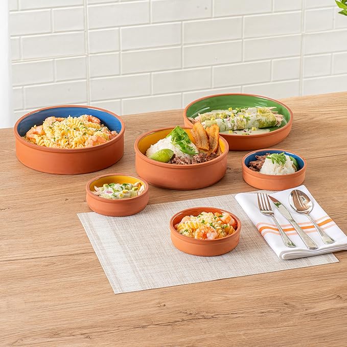 Restaurantware-Terra Tek 8.8 Ounce Terracotta Cazuelas, 2 Brown Glazed Clay Pots For Cooking - Oven-Ready, Microwavable, Terracotta Serving Pots, Dishwashable, For Cooking And Serving