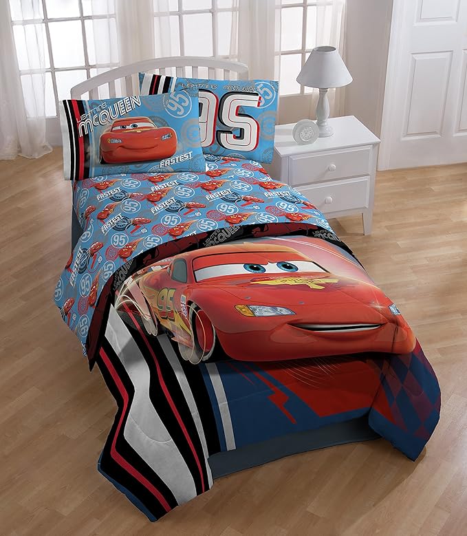 Disney/Pixar Cars 95 Twin 3 Piece Blue Sheet Set with Lightning McQueen (Official Disney/Pixar Product)