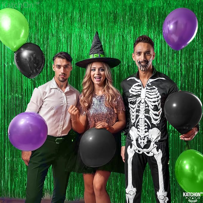 KatchOn, Green Streamers - Pack of 2 | Golf Party Decorations Fringe Backdrop Curtain for Graduation Decorations 2026 | Mexican Fiesta Jungle Party Dinosaur Birthday Safari Party Decorations, Football