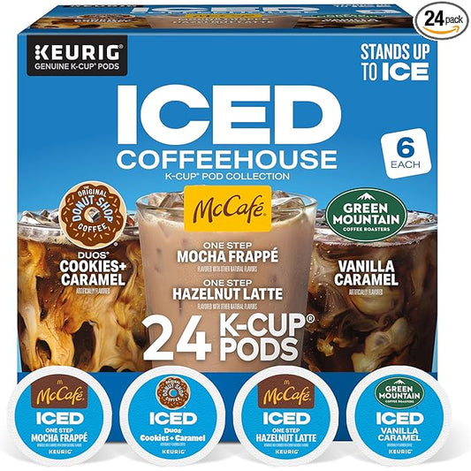 The Original Donut Shop® K-Cup Iced Duos Cookies and Caramel Coffee - Compatible with Keurig Brewer - Medium - 24 / Box