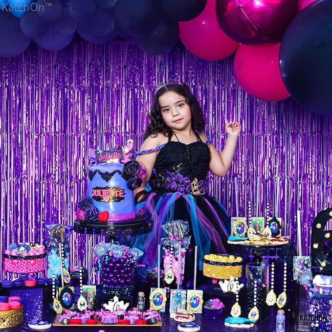 KatchOn, Metallic Purple Foil Fringe Curtain - Pack of 2 | Streamer Backdrops for Purple Birthday Decorations | Graduation Backdrops for Graduation Decorations 2026