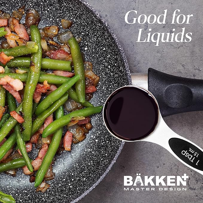 Premium Measuring Spoons Set - Magnetic, Dual-Sided, & Dishwasher Safe - Accurate and Durable for Cooking and Baking - 6 Convenient Sizes - U.S. and Metric Measurements