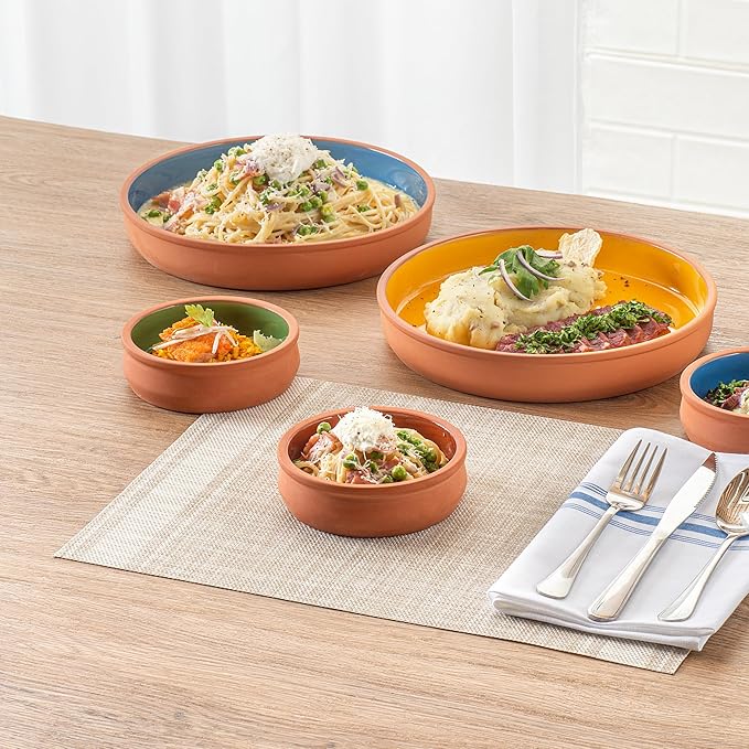 Restaurantware-Terra Tek 8.5 Ounce Terracotta Cazuelas, 2 Brown Glazed Clay Pots For Cooking - Oven-Ready, Microwavable, Terracotta Serving Pots, Dishwashable, For Cooking And Serving