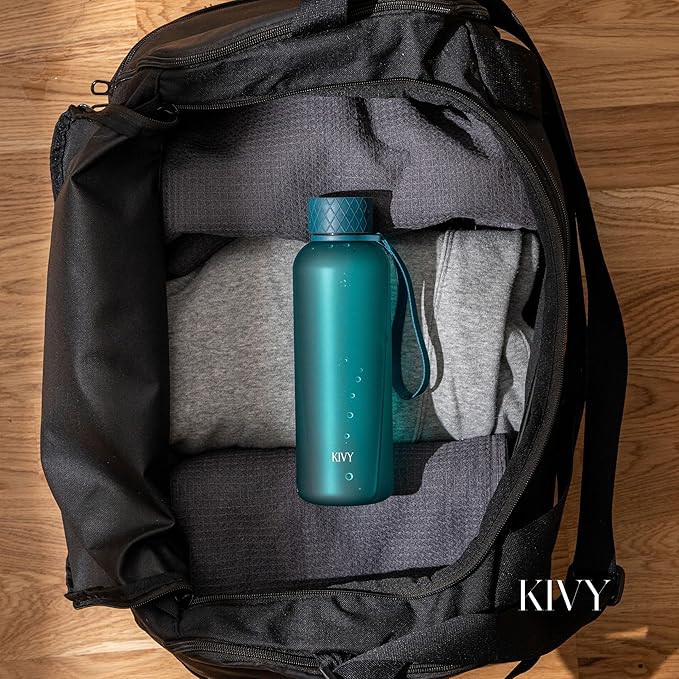 KIVY Slim Water Bottle 22oz [Lightweight & Shatterproof] Leak Proof Bottle for Women & Men - Clear plastic water bottle no straw - Dishwasher Safe Tritan Bottle BPA Free